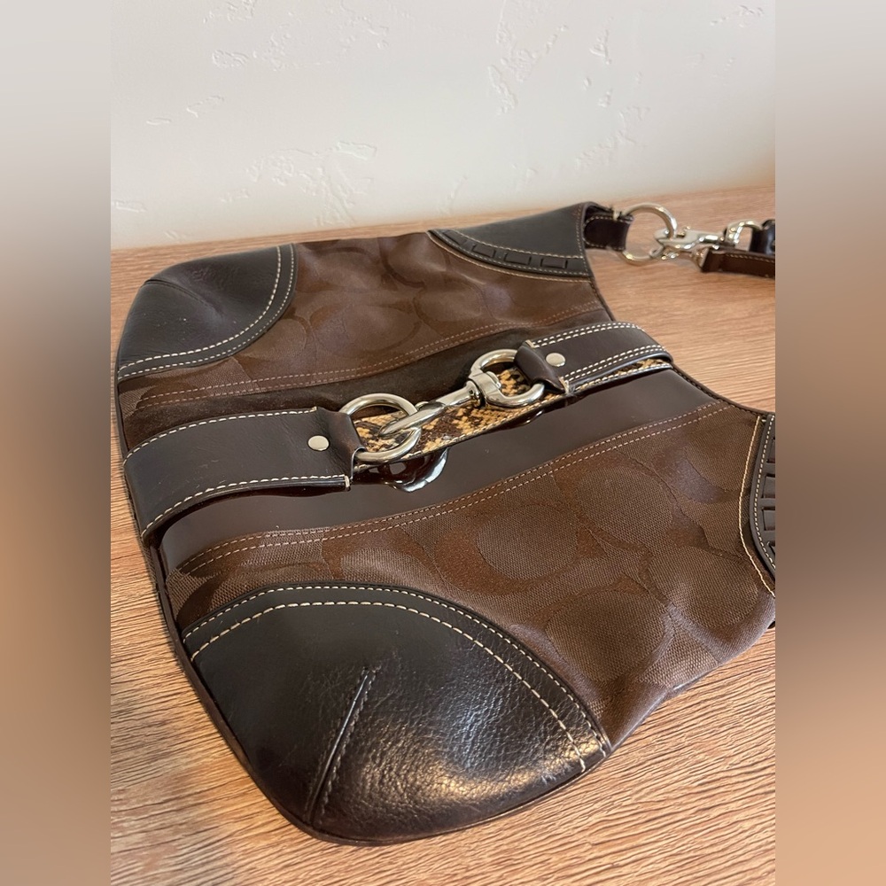 Coach 10260 Hampton Brown Python Stripe Hobo Bag - image 3